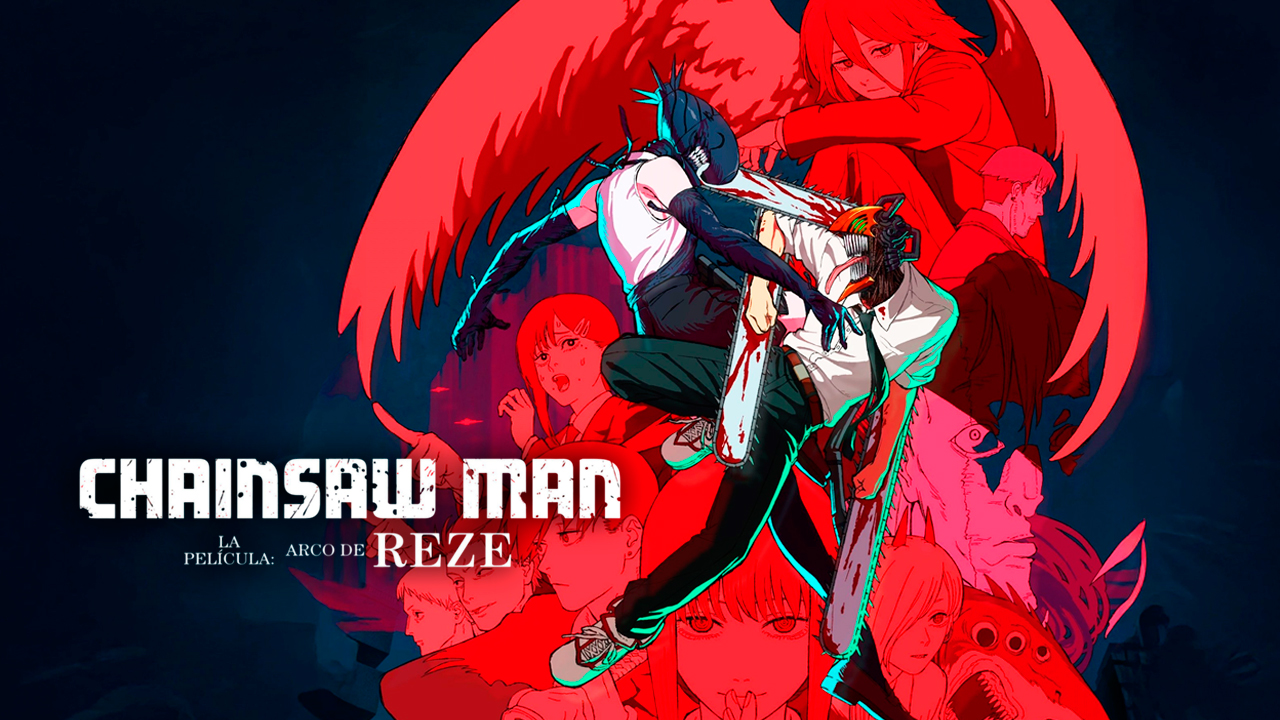 Demonio motosierra vs Demonio de las bombas en un fondo negro sobre un rojo como si fuese sangre