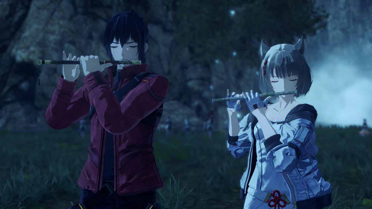 Los dos protagonistas tocando la flauta